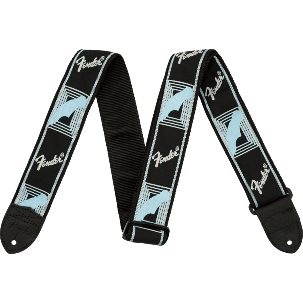 Fender 2-inch Monogrammed Strap - Black/Light Grey/Blue (990681502)