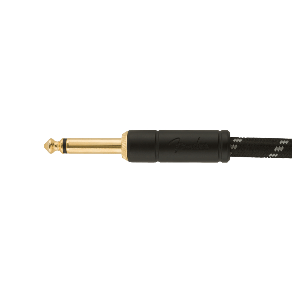 Fender Deluxe Series 15-foot Instrument Cable, Straight/Angle - Black Tweed (990820085)