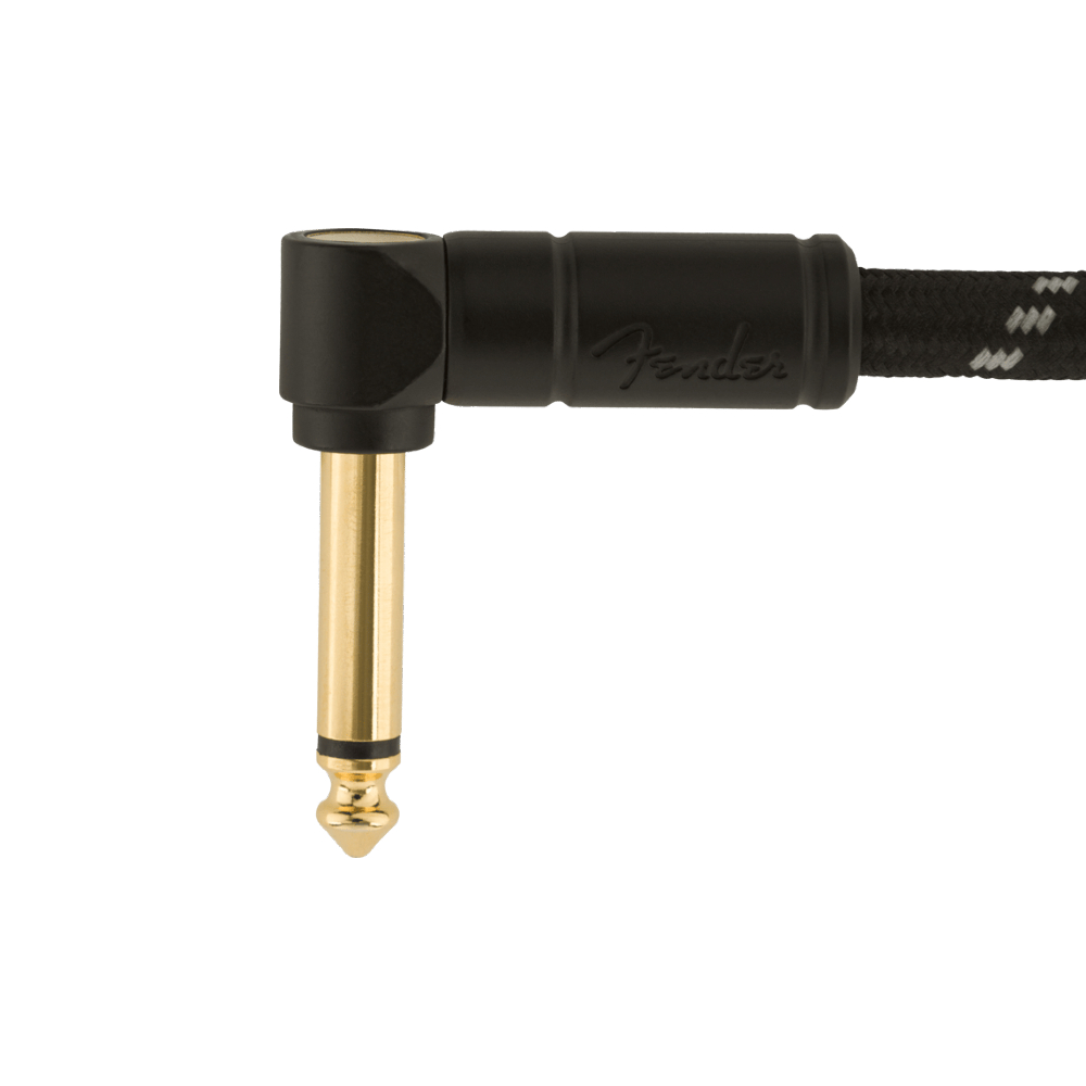 Fender Deluxe Series 15-foot Instrument Cable, Straight/Angle - Black Tweed (990820085)