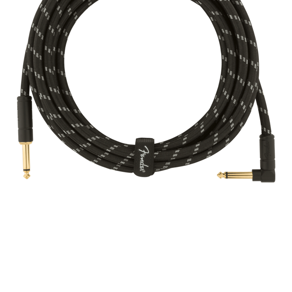 Fender Deluxe Series 15-foot Instrument Cable, Straight/Angle - Black Tweed (990820085)