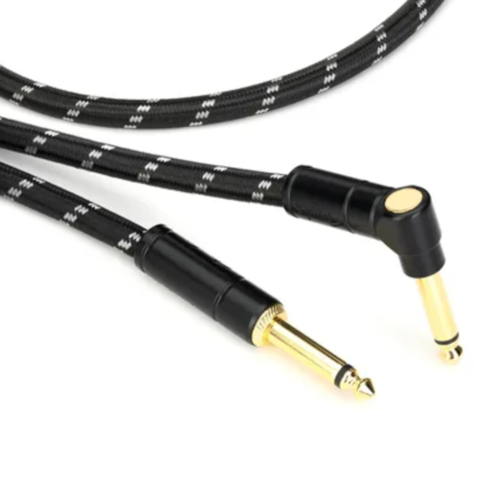 Fender Deluxe Series Instrument Cable - Straight/Angle, 10 ft (3.05 m), Black Tweed (990820090)