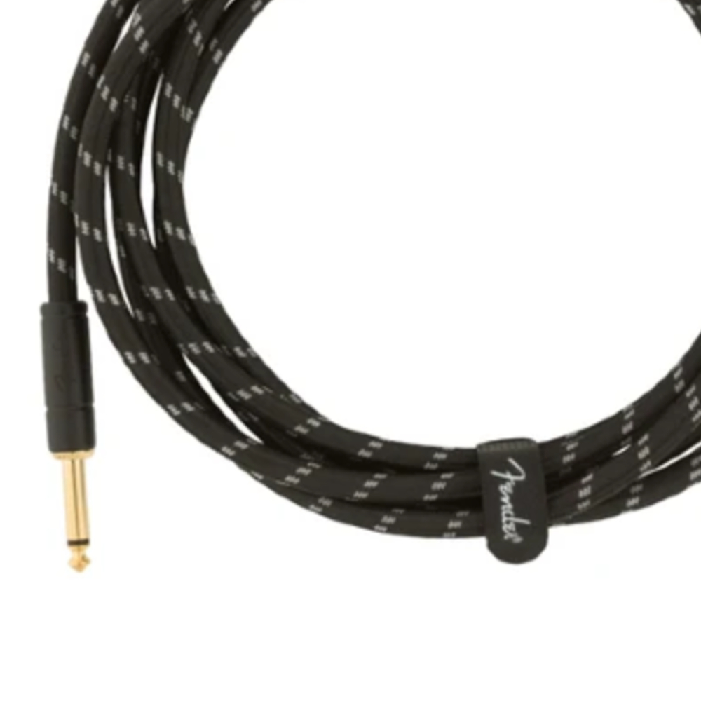 Fender Deluxe Series Instrument Cable - Straight/Angle, 10 ft (3.05 m), Black Tweed (990820090)