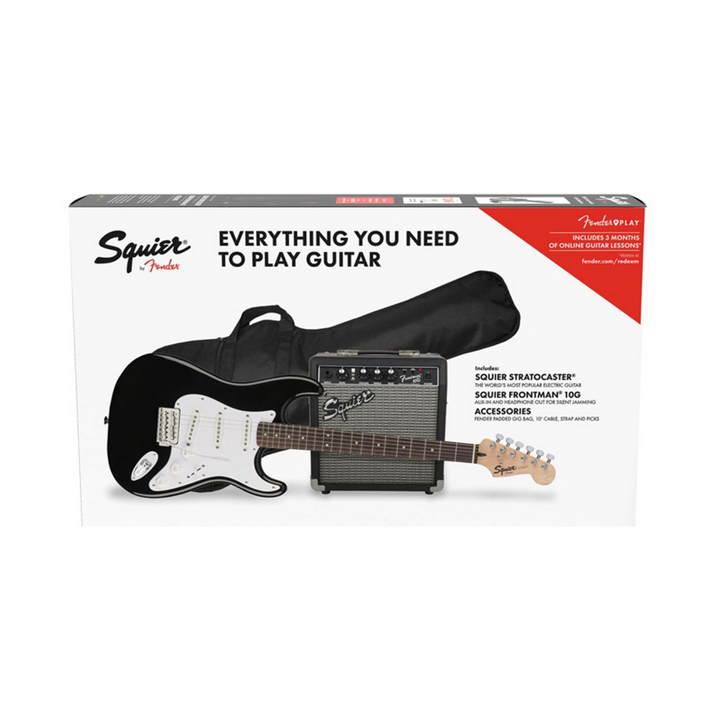 Squier by Fender Stratocaster Pack LRL Black Gig Bag 10G - 230V EU