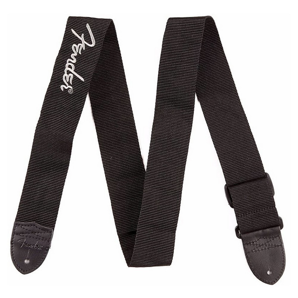 Fender Black Polyester Logo Straps - (990662043) 