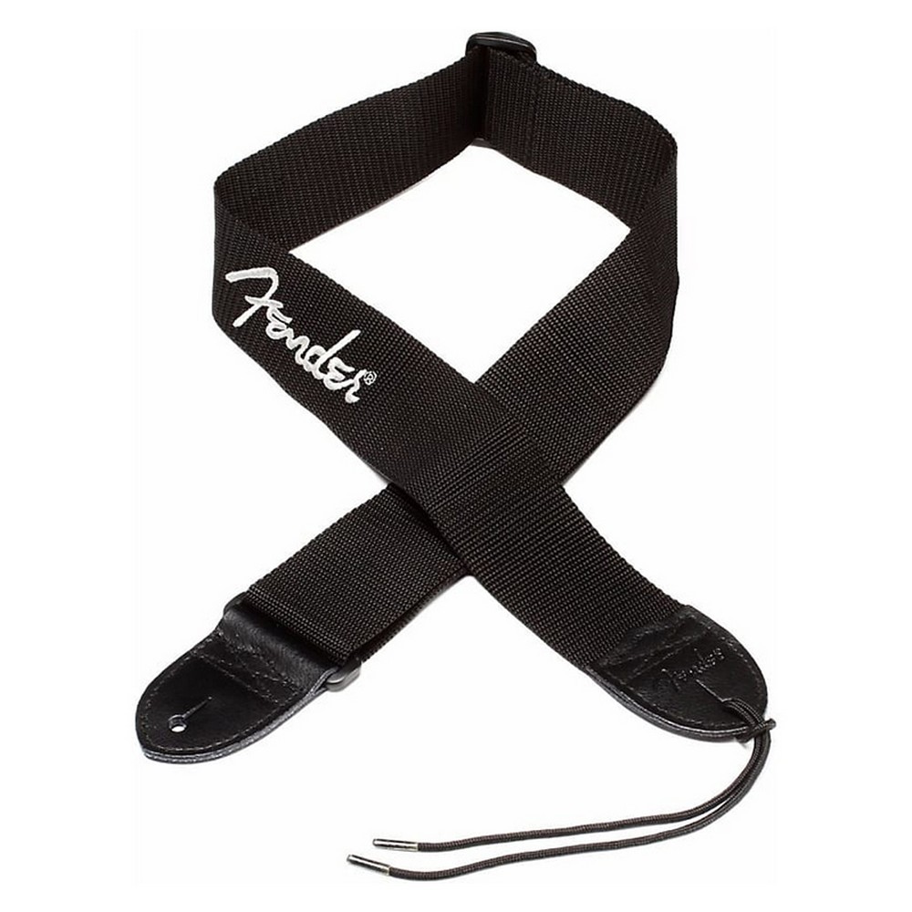 Fender Black Polyester Logo Straps - (990662043) 