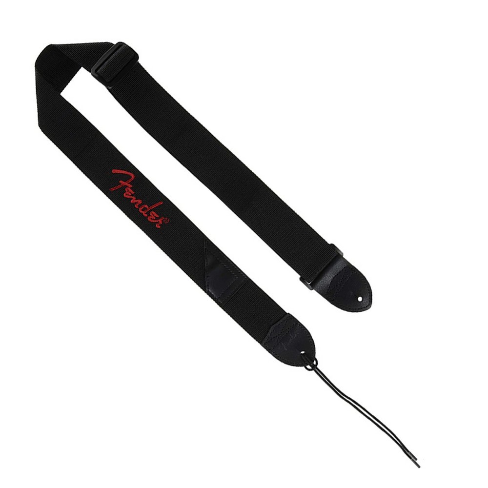 Fender Black Polyester Red Logo Straps