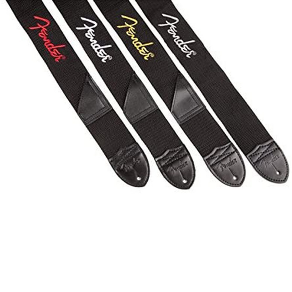 Fender Black Polyester Red Logo Straps