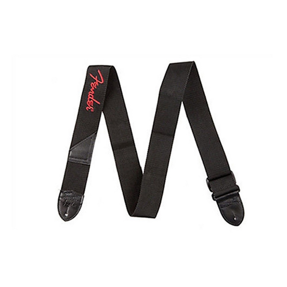 Fender Black Polyester Red Logo Straps