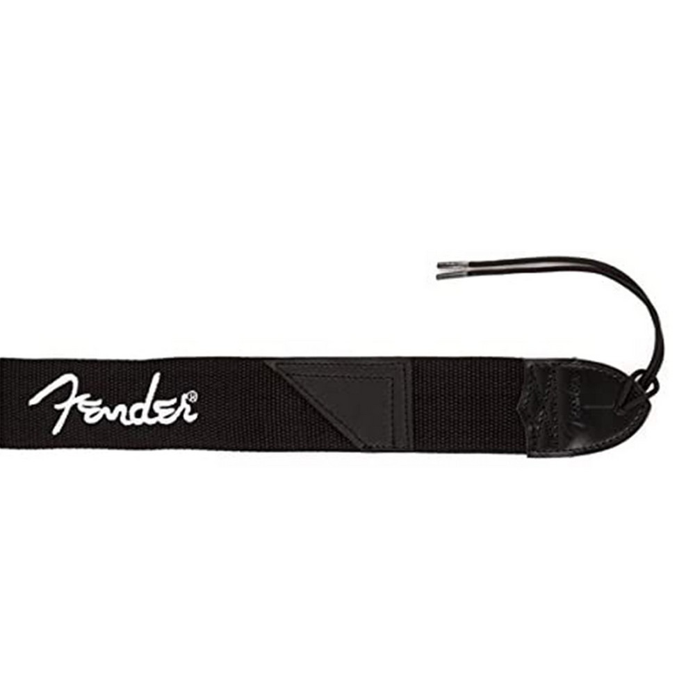 Fender Black Polyester Logo Straps (White Fender Logo)