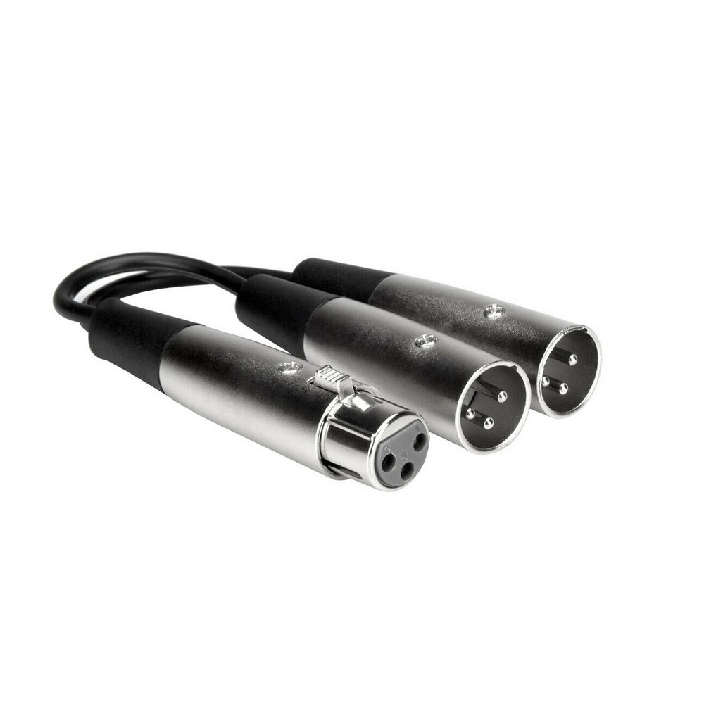 Hosa YXM-121 XLR3F to Dual XLR3M Y Cable 6 inch