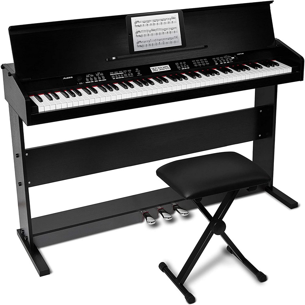 Alesis Virtue  88-Key Digital Piano with Stand and Adjustable Bench (Black)