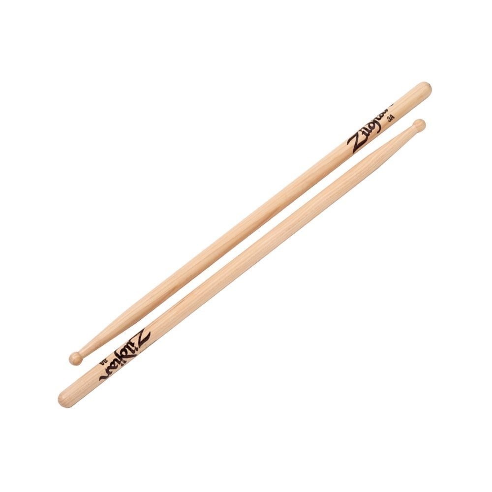 Zildjian 3A Wood Tip Hickory Drum Sticks - 3AWN