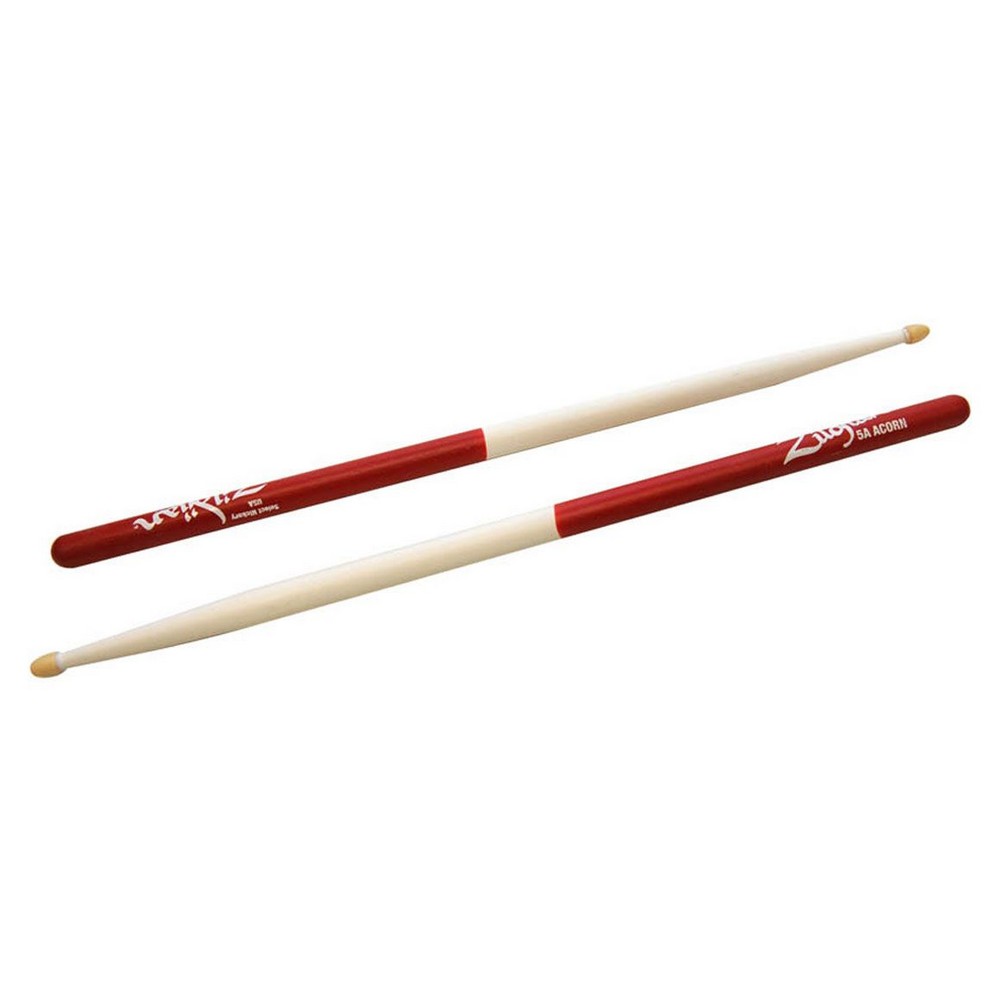 Zildjian 5A Acorn Wood White with Red Dip Drum Sticks - 5ACWWRD