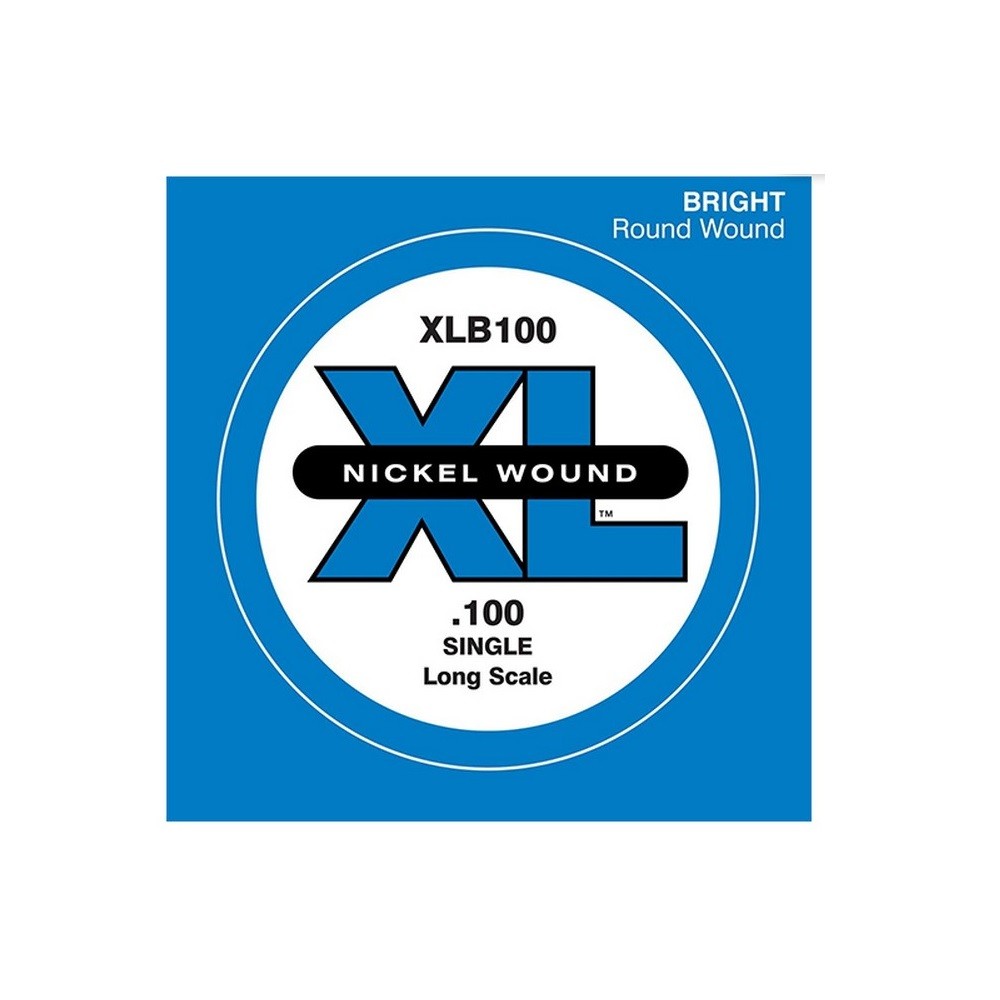 D'Addario XLB100 Nickel Wound Bass Guitar Single String, Long Scale, .100