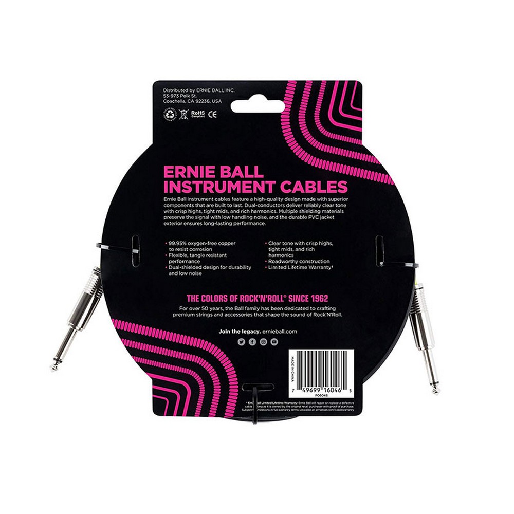 Ernie Ball 20 Ft Straight Instrument Cable