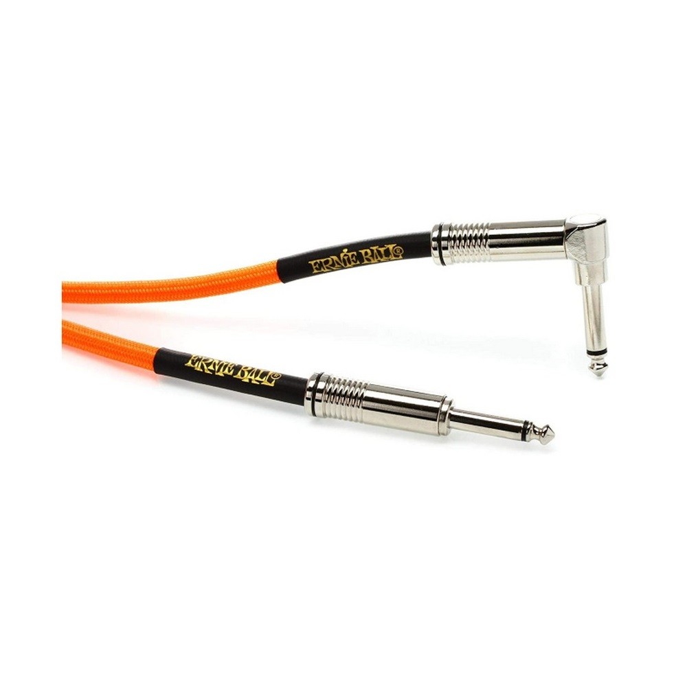 Ernie Ball 18 ft. Braided Straight / Angle Instrument Cable (Neon Orange)