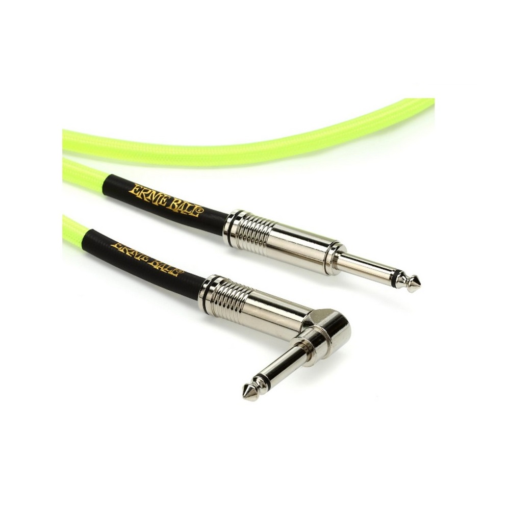 Ernie Ball 6085 18 ft. Braided Straight / Angle Instrument Cable (Neon Yellow)