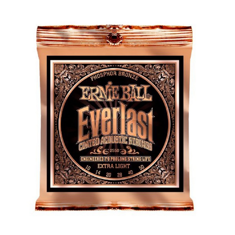 Ernie Ball 2550 Everlast Extra Light Phosphor Bronze Coated Acoustic Guitar Strings (10-50)