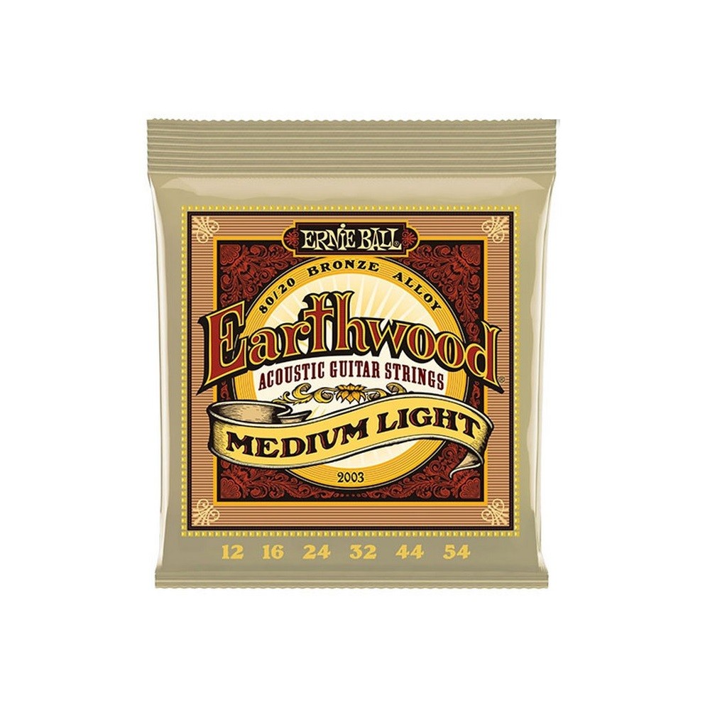 Ernie Ball 2003 Medium Light Earthwood 80/20 Bronze Acoustic Guitar Strings (12-54)