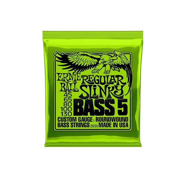 Ernie Ball 2836 Slinky 5-String Roundwound Bass Strings (45-130)