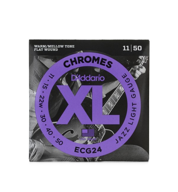 DAddario ECG24 Chromes Flat Wound, Jazz Light, 11-50