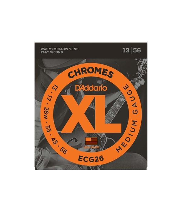 D'Addario ECG26 Flatwound Chrome Steel Medium Guitar Strings (13-56) 