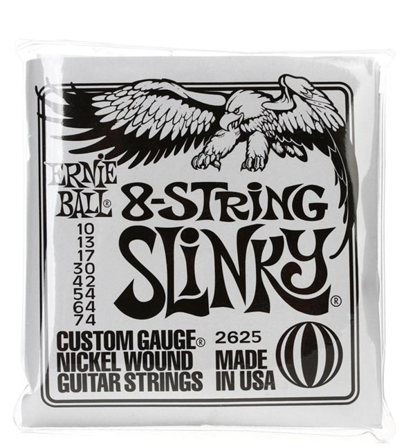 Ernie Ball 2625 Slinky 8-String Nickel Wound Electric Guitar Strings (10-74)