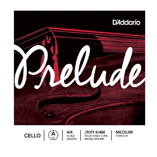 D'Addario Cello Single A String Prelude, 4/4 Scale Medium Tension J1011