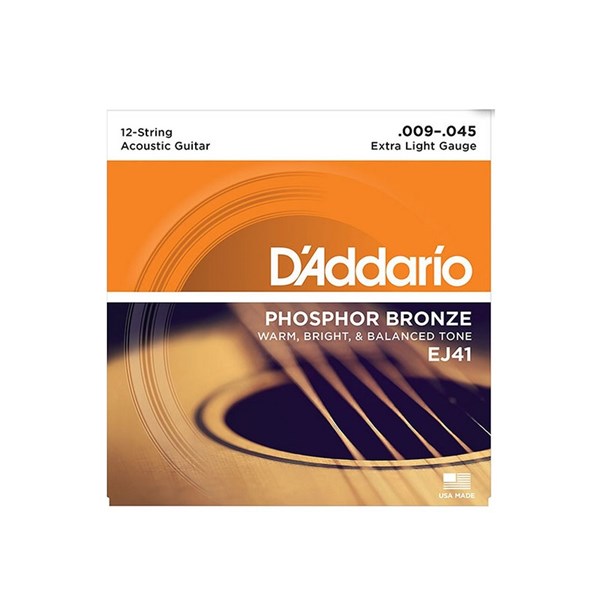 Daddario Acoustic Strings 12-String Phospor Bronze extra light 9-45, EJ41