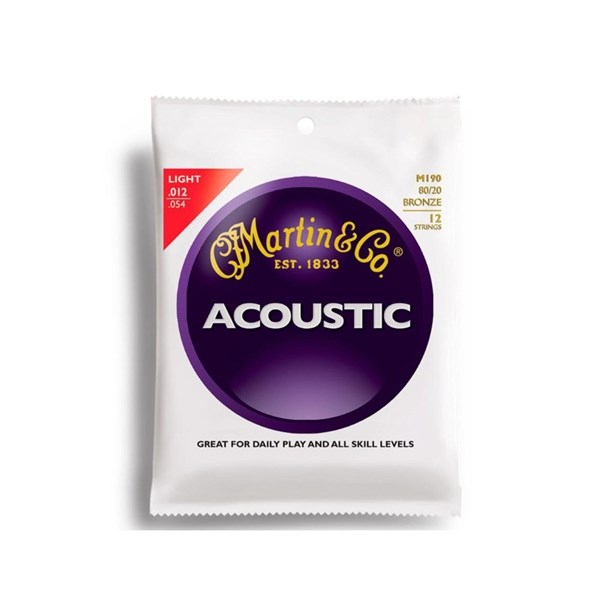 Martin & Co. M190 Acoustic Bronze 12-String Acoustic Guitar Strings (Light 12-54)