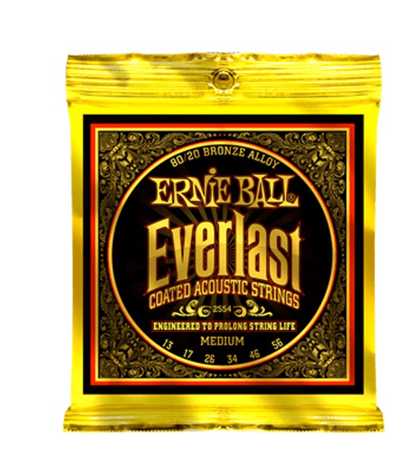 Ernie Ball 2554 Everlast 80/20 Bronze Medium Coated Acoustic Guitar Strings (13-56)