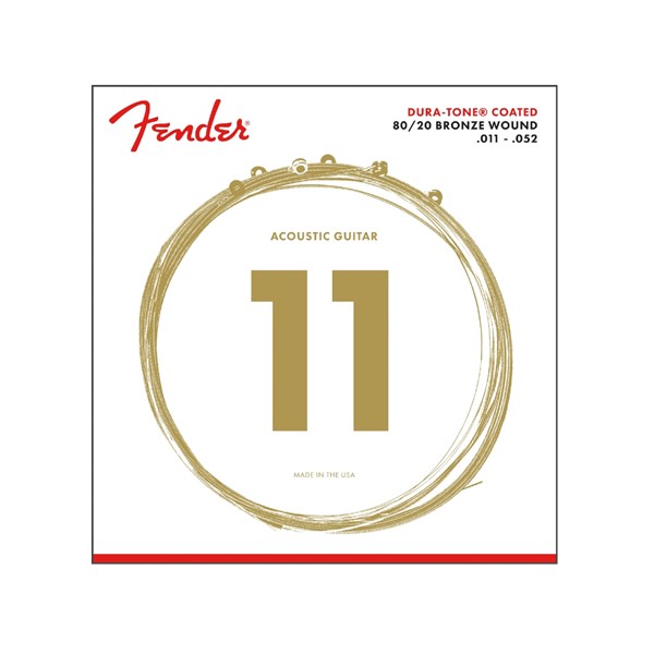 Fender 80/20 Dura-Tone Coated Acoustic Guitar Strings - Bronze Wound - 11-52 (730880003)