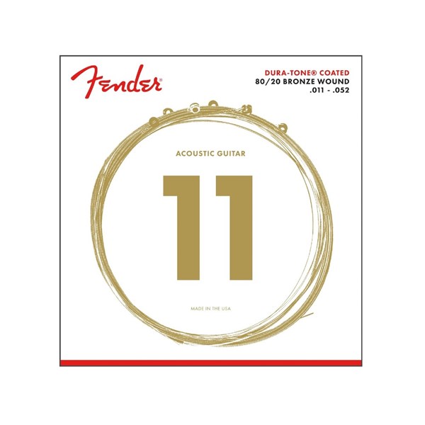 Fender 80/20 Dura-Tone Coated Acoustic Guitar Strings - Bronze Wound - 11-52 (730880003)