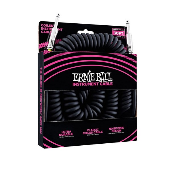 Ernie Ball 6044 30Ft Coiled Straight Instrument Cable