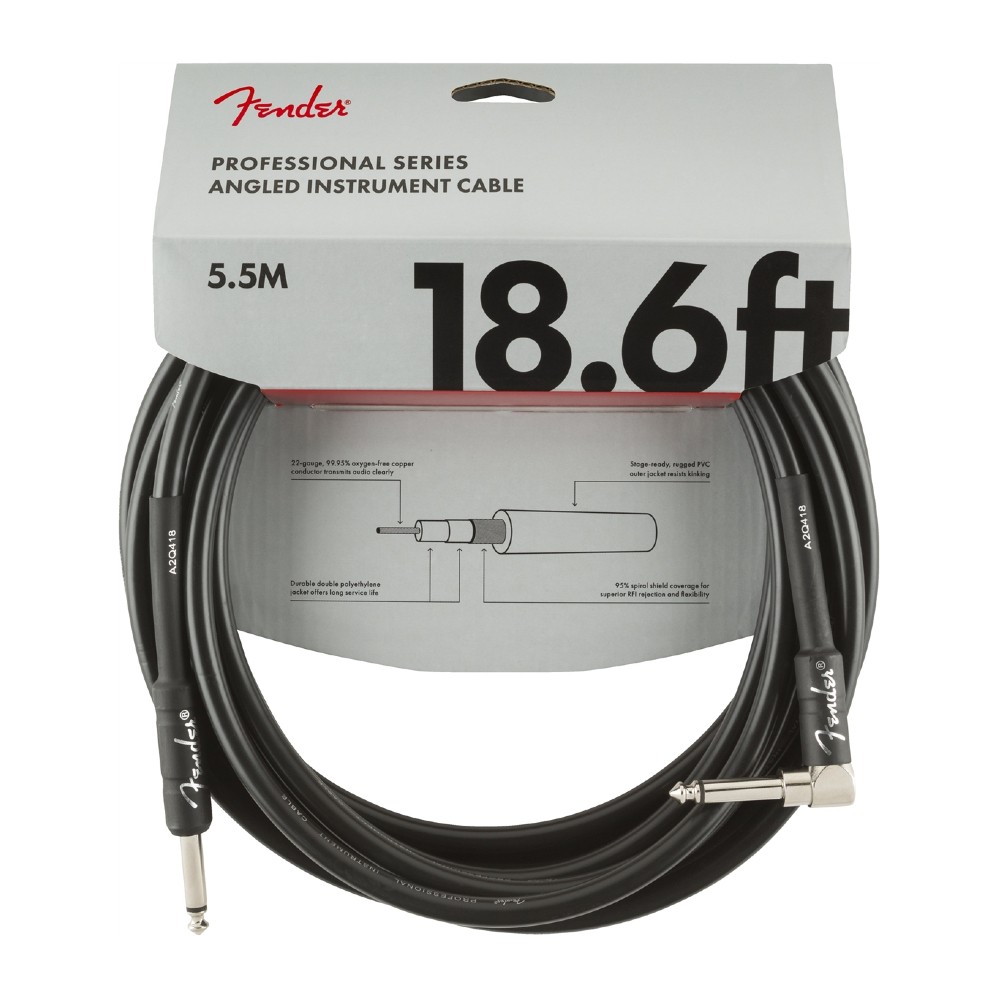 Fender Professional 18.6' Angled Instrument Cable - Black (990820019 ...