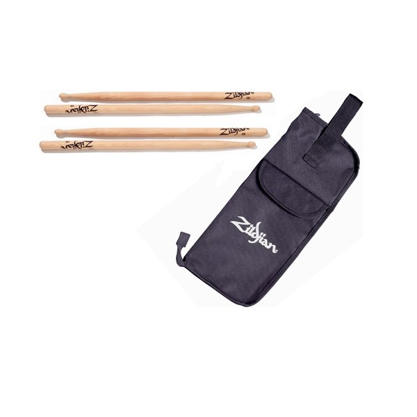 Zildjian 2-Pair 5B Wood Drum Stick Pack with Bag - SDSP227