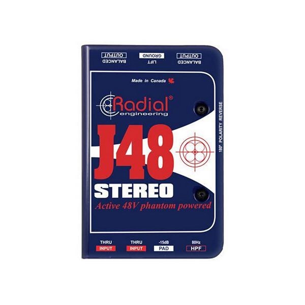Radial J48 Stereo 2-channel Active Instrument Direct BoxActive 48-volt Phantom-powered Stereo Direct Box