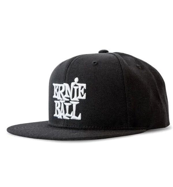Ernie Ball 4154 Stacked Logo Hat - Black with White Logo