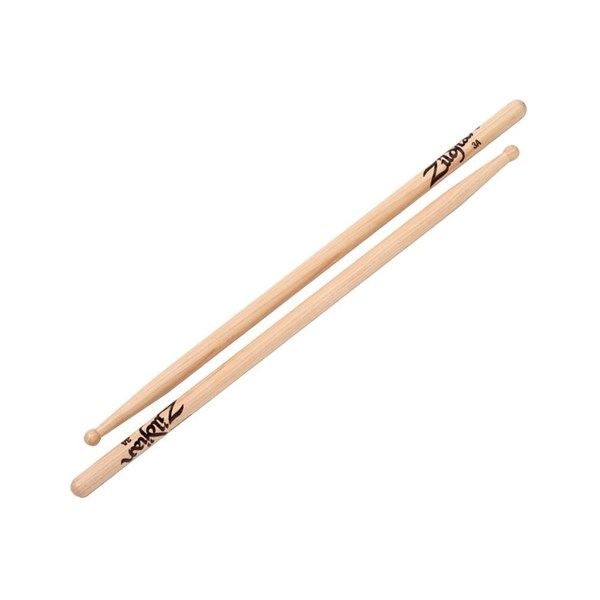 Zildjian 3A Wood Tip Hickory Drum Sticks - 3AWN