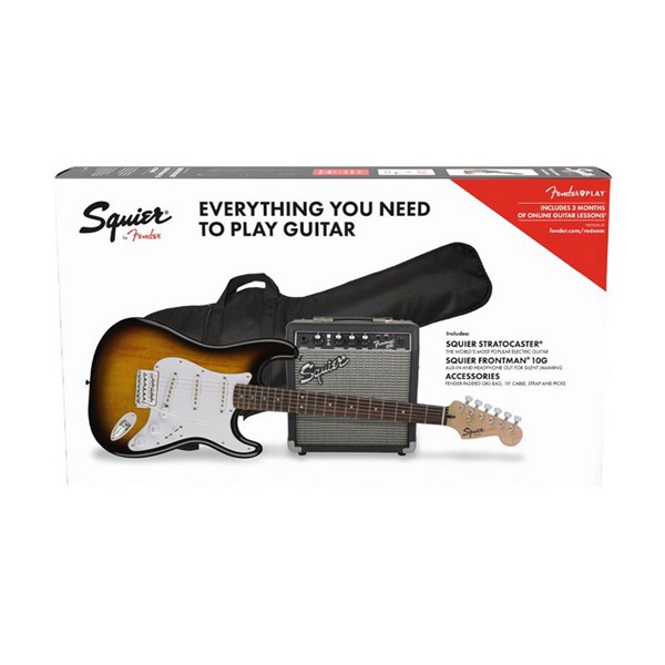 Squier by Fender Stratocaster Pack with 10G Amplifier - LRL Fingerboard - Gigbag Brown Sunburst 230V EU