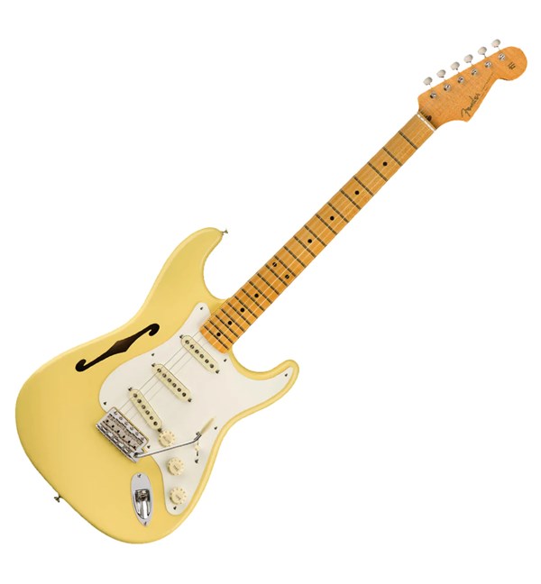 Fender Eric Johnson Thinline Stratocaster - Vintage WhiteSemi-hollowbody Electric Guitar with Alder Body, Maple Neck, Maple Fingerboard, 3 Single-coil Pickups, and Tremolo - Vintage White (113602741)