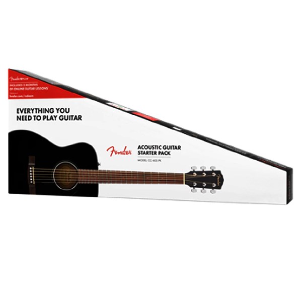 Fender CC-60S Beginner Concert Pack - Black with Gig Bag - Strap - Picks - Strings and Fender Play (970150406)