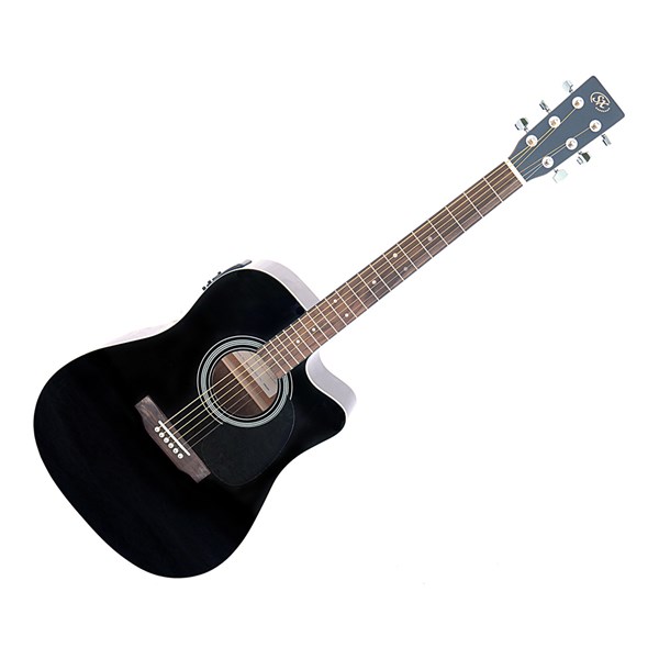 SX SD1-CE Electro Acoustic Guitar Cutaway (Black)