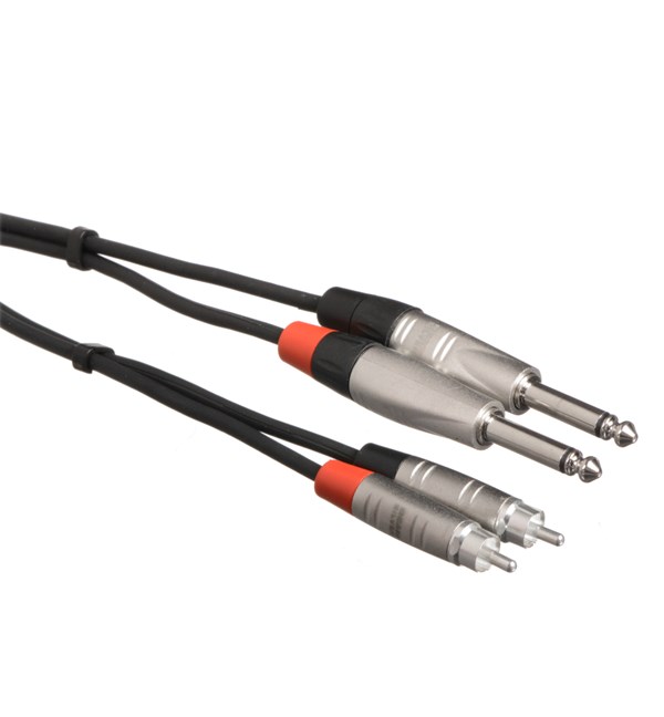 Hosa HPR-0010X2 Technology Dual 1/4 inch TS Male to Dual RCA Male Stereo Audio Cable 