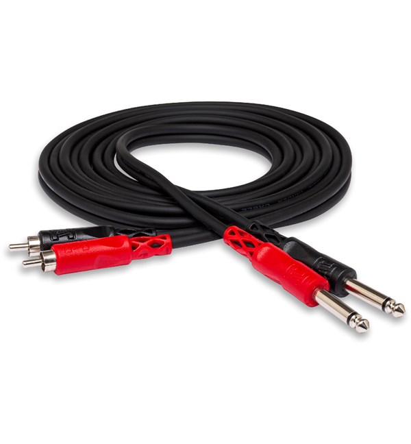 Hosa CPR202 Dual Cable 1/4 TS to Dual RCA 1m