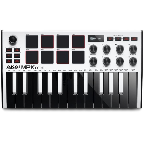 Akai Professional MPK Mini MK3 USB MIDI Compact Keyboard and Pad Controller (White)