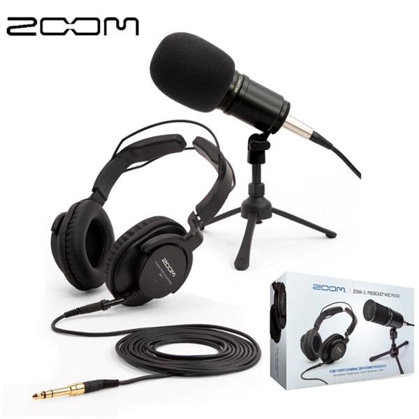 Zoom - ZDM-1 Podcast Mic Pack, Podcast Dynamic Microphone, Headphones, Tripod, Windscreen, XLR Cable, For Recording Podcasts
