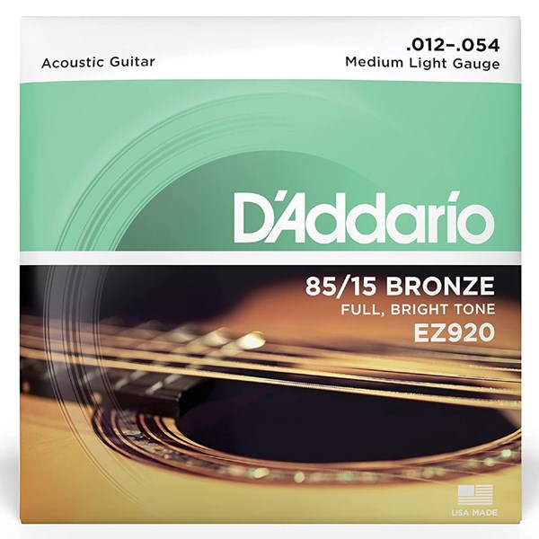 D'Addario EZ920 85/15 Bronze Medium Light Gauge Acoustic Guitar Strings (.012-.054)