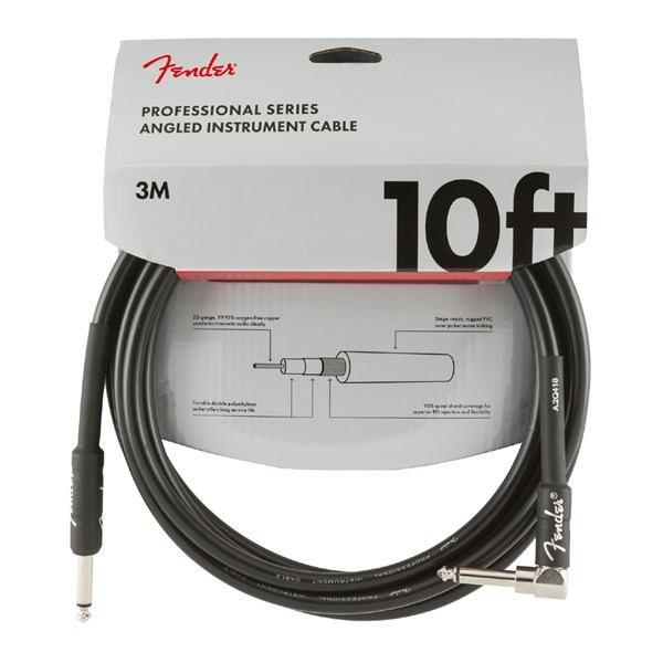 Fender - Professional Series Instrument Cable - Straight / Angle - 10ft - Black (990820025)