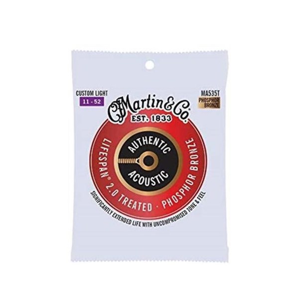 Martin & Co. MA535T Lifespan 2.0 Treated Phosphor Bronze Acoustic Guitar Strings (Light 11-52)